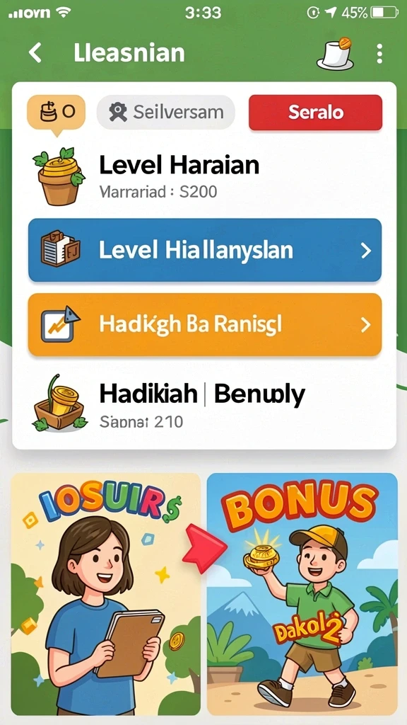 Berbagai level menantang siap untuk dijelajahi.