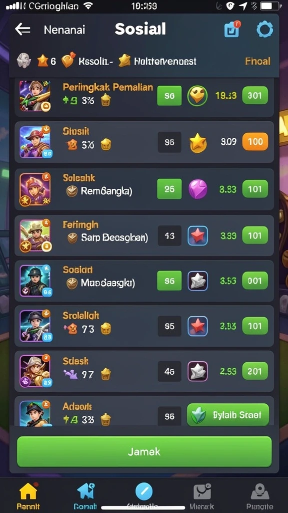 Screenshot menunjukkan berbagai mesin slot yang tersedia.