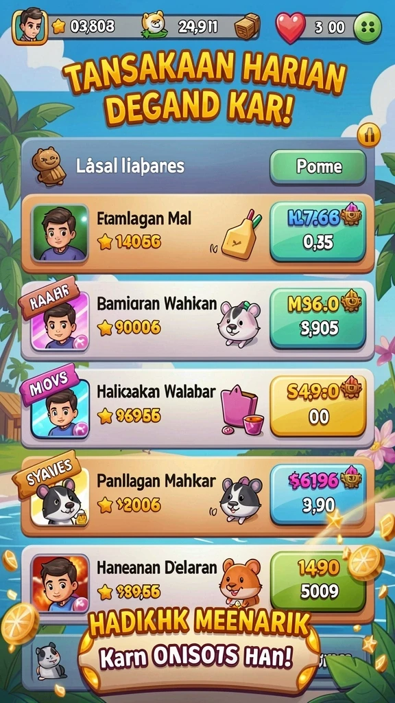 Level-level menantang yang harus diselesaikan.